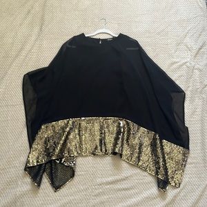 Black blouse with gold trim
